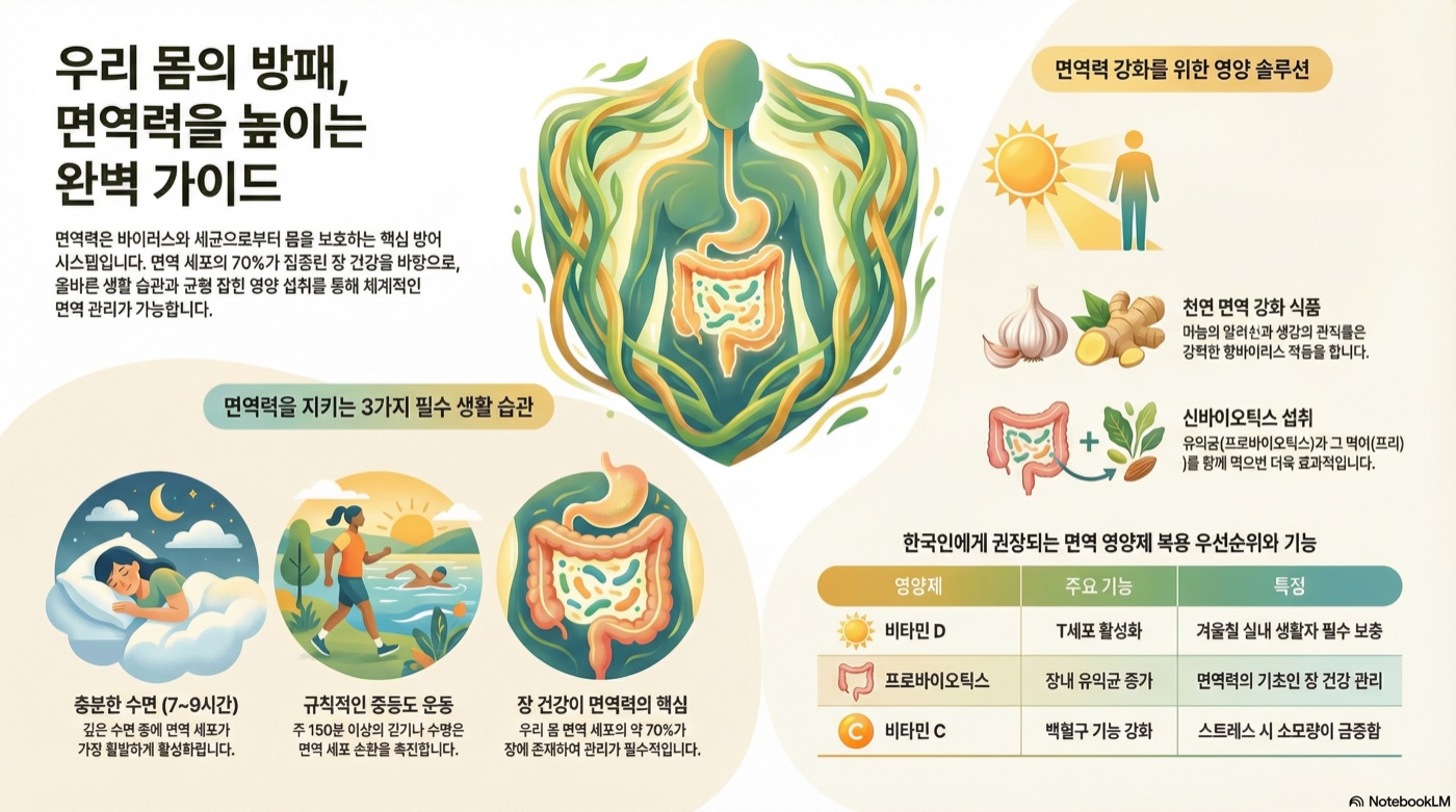 면역력 높이는 방법 총정리: 음식, 영양제, 생활습관 완벽 가이드