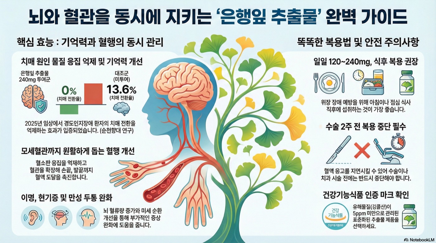 은행잎 추출물 완벽 가이드: 기억력 개선부터 혈행 건강까지