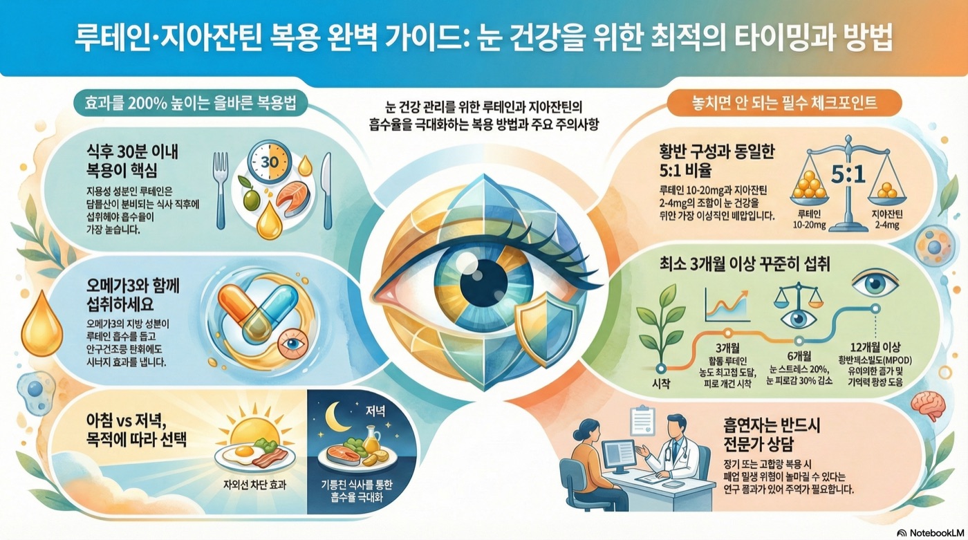 루테인 지아잔틴 언제 먹어야 효과적일까? 복용시간 완벽 가이드
