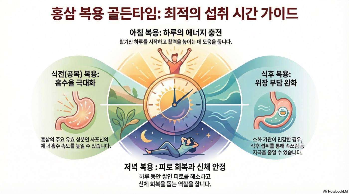 홍삼 언제 먹어야 효과적일까? 아침 vs 저녁, 식전 vs 식후 복용시간 완벽 가이드