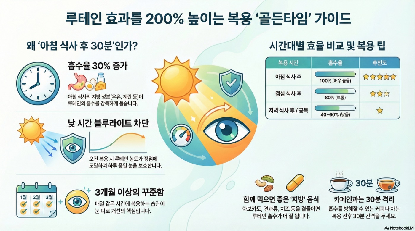 루테인은 언제 먹는 게 좋을까? 눈 피로 기준으로 정리
