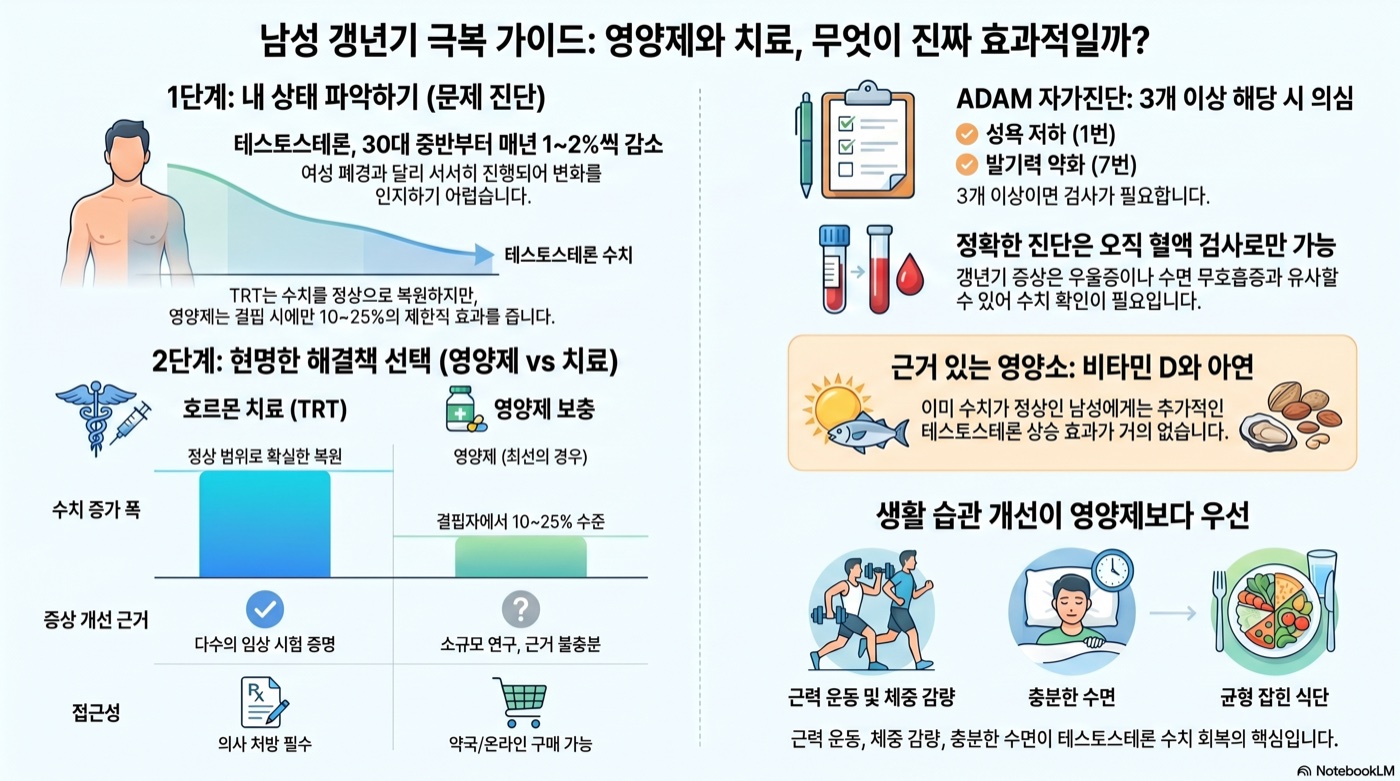 남성 갱년기에 영양제, 호르몬 치료 대신 될까?