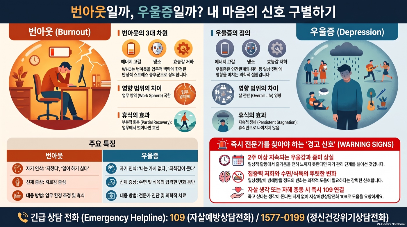 번아웃일까 우울증일까 — 3가지 차원으로 구별하는 자가 체크리스트