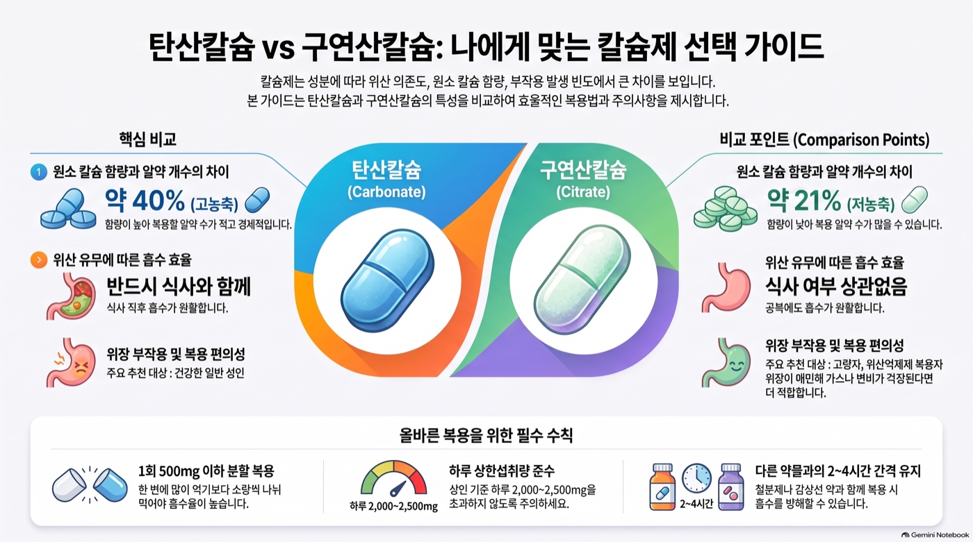 칼슘제, 탄산칼슘과 구연산칼슘 중 뭘 골라야 할까