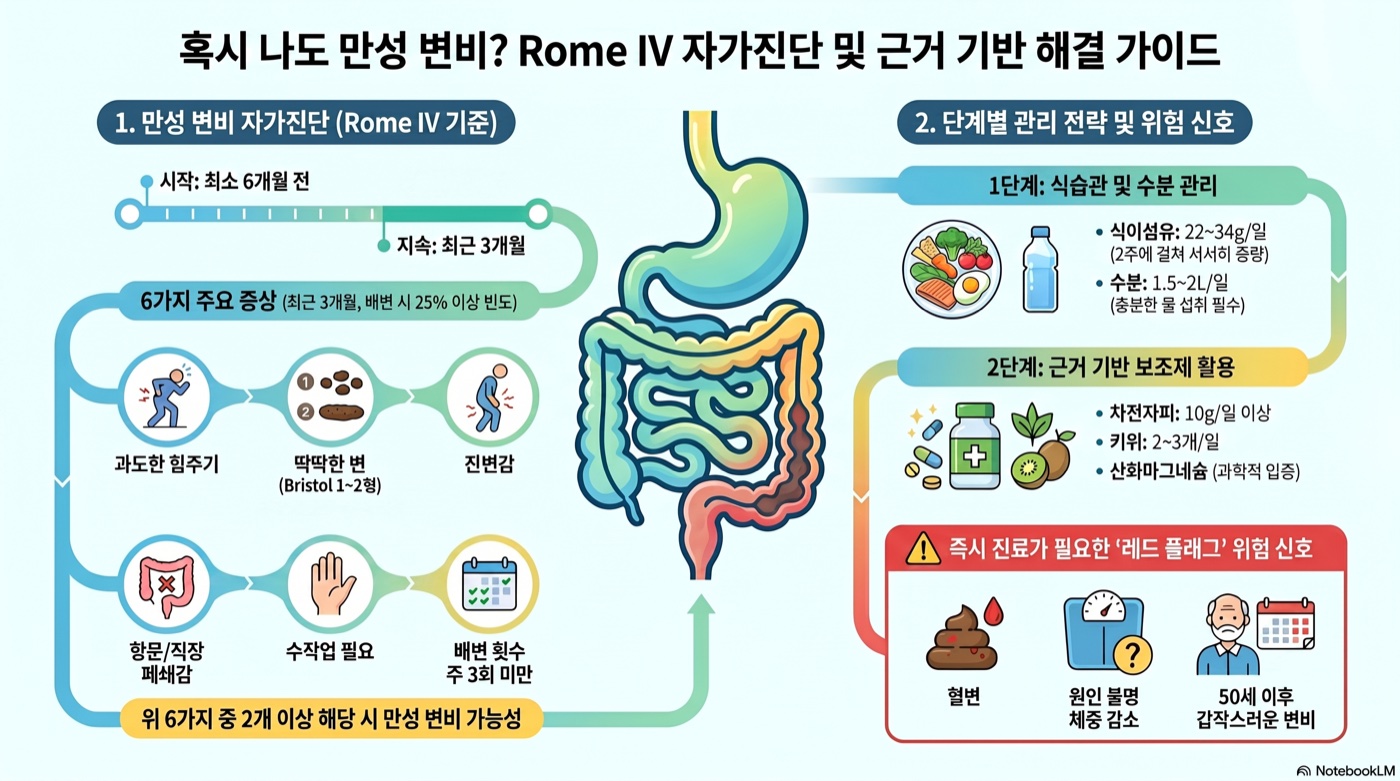 며칠째 화장실이 시원치 않다면 — Rome IV 기준으로 만성 변비 자가진단