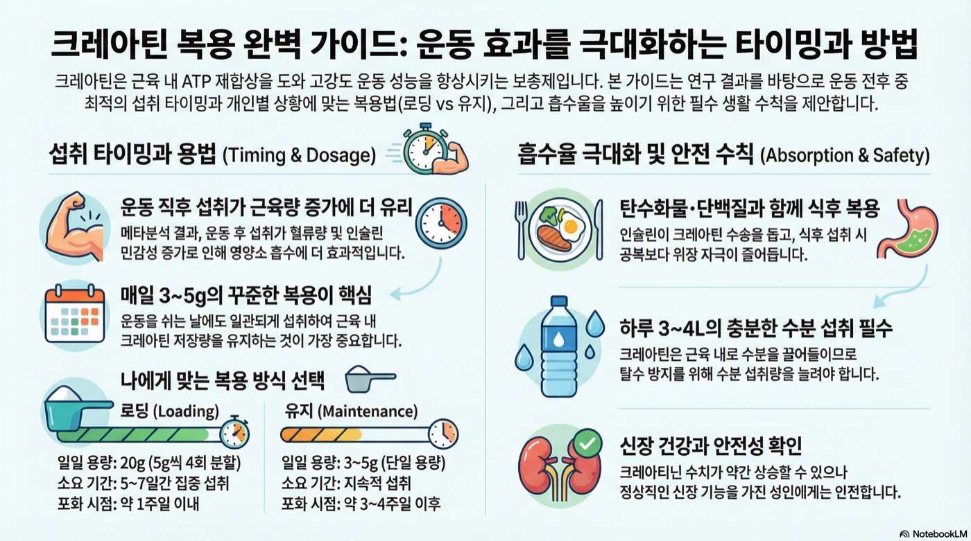 크레아틴 복용시간 완벽 가이드: 운동 전 vs 후, 언제 먹어야 효과적일까?