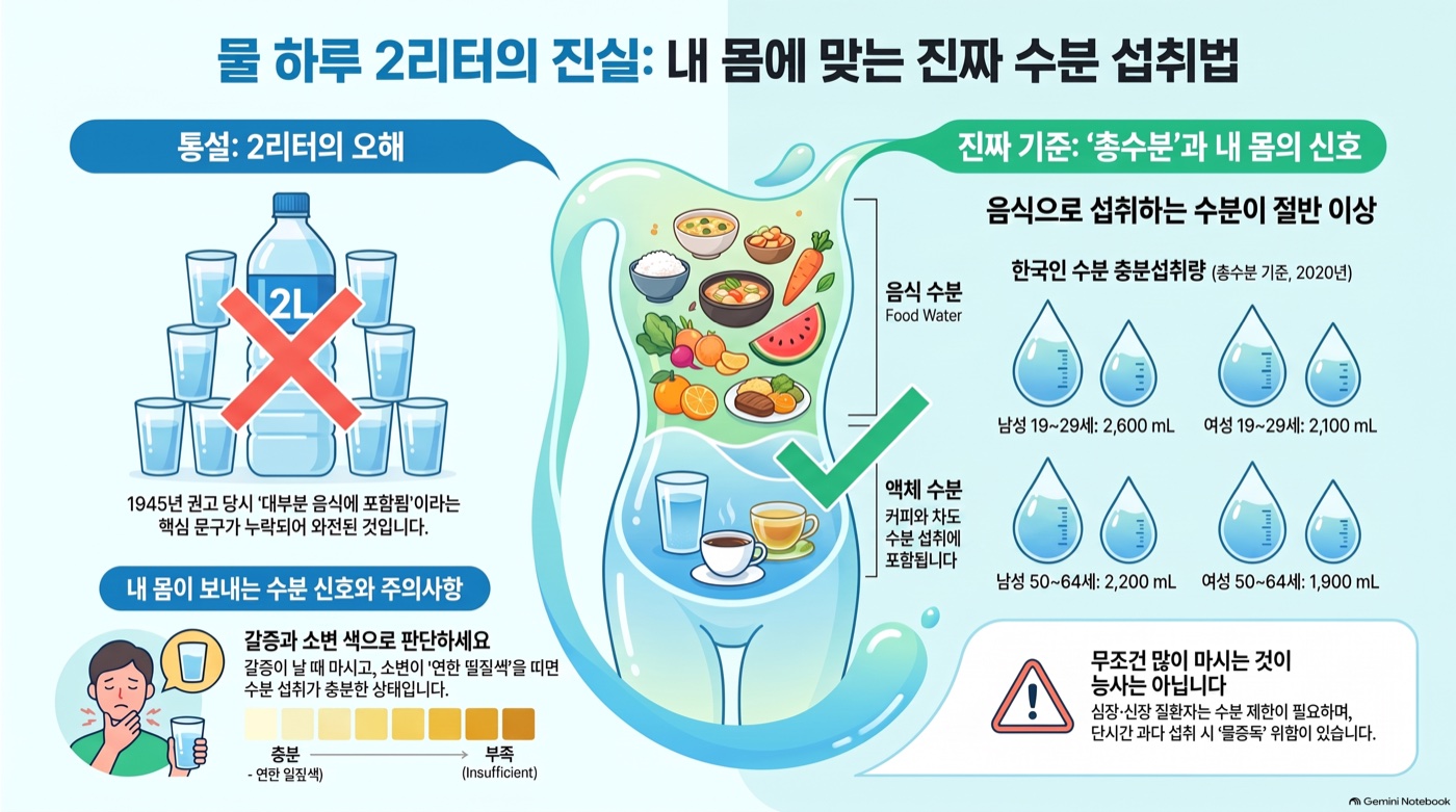 물 하루 2리터, 꼭 마셔야 할까? 오해와 진짜 기준
