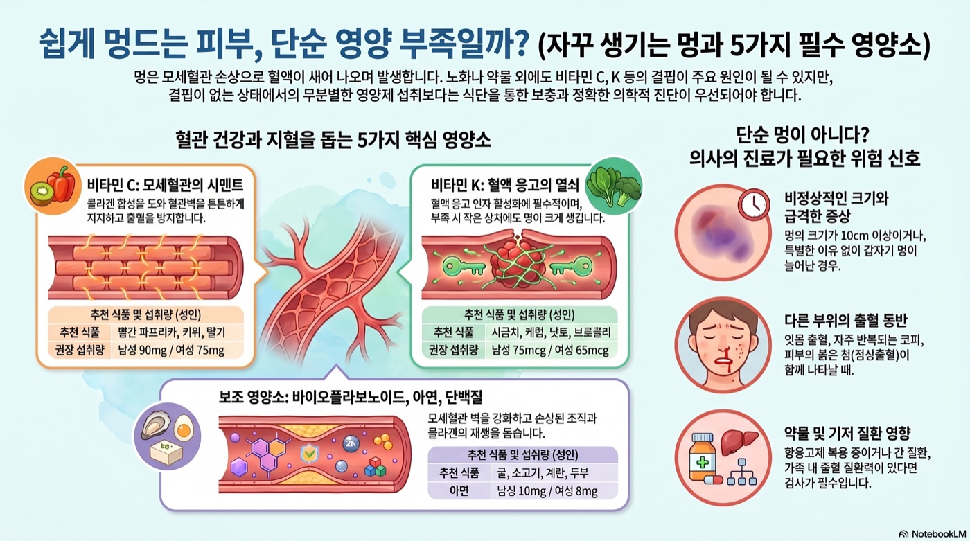 살짝만 부딪혀도 멍이 든다면 — 영양 결핍 신호와 챙겨야 할 5가지 영양소