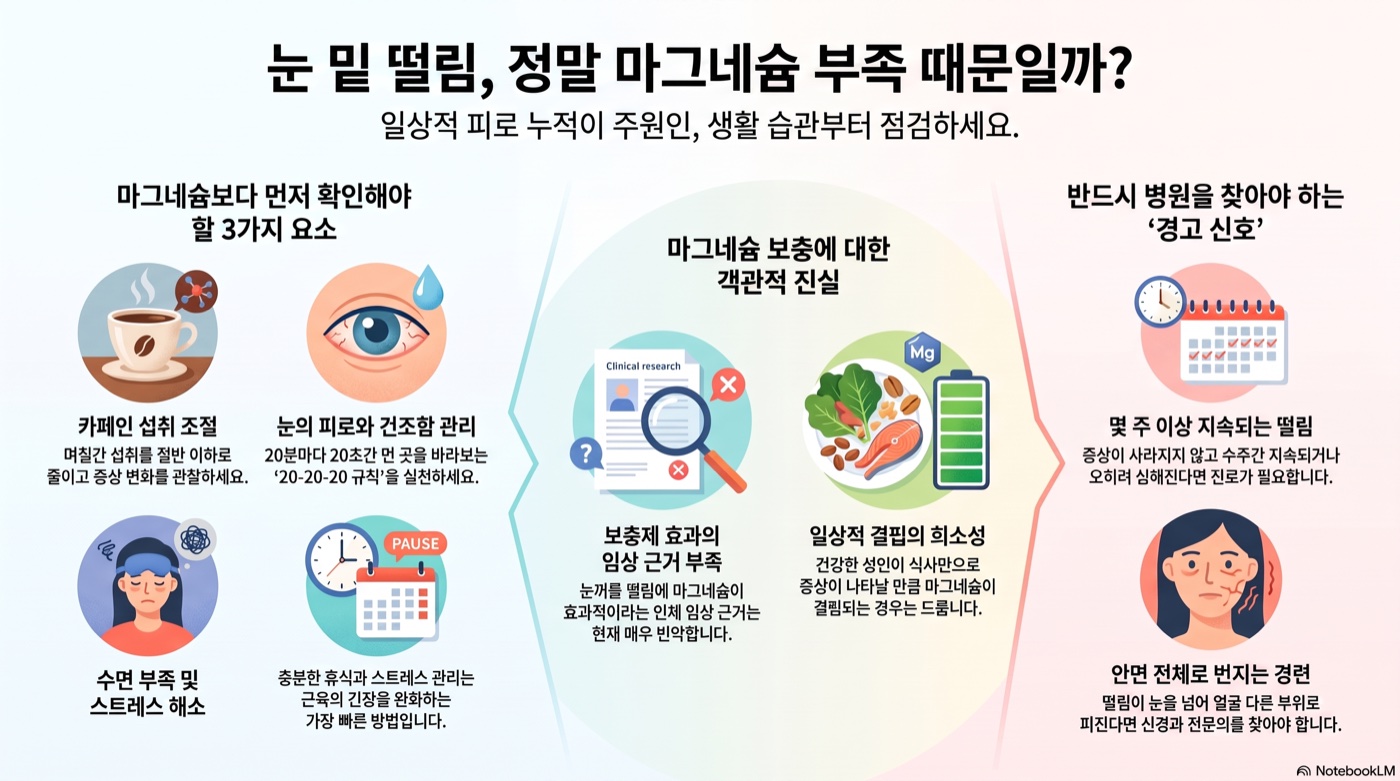 눈 밑이 계속 떨리는데, 마그네슘 먹으면 될까요?