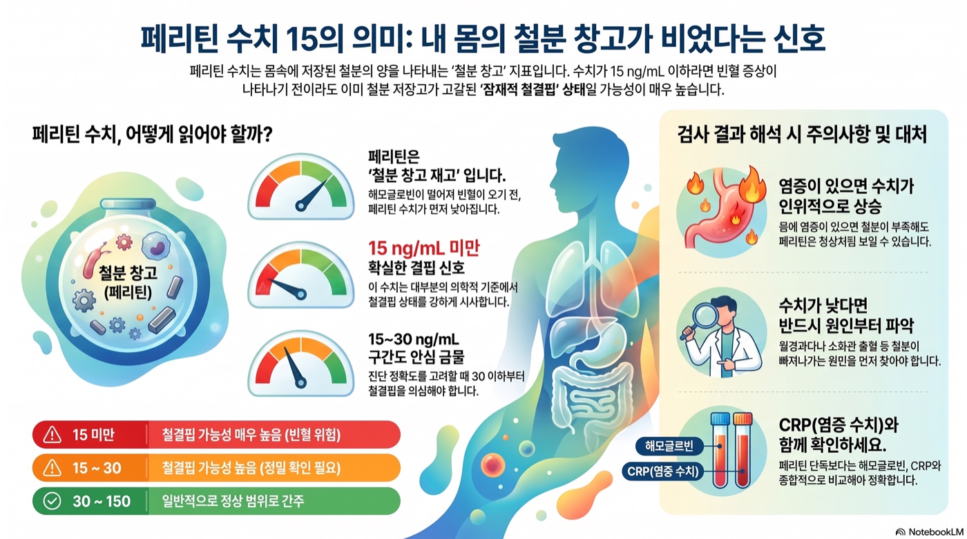 페리틴 수치 15, 철분 부족일까? 저장철 수치 해석과 대처법