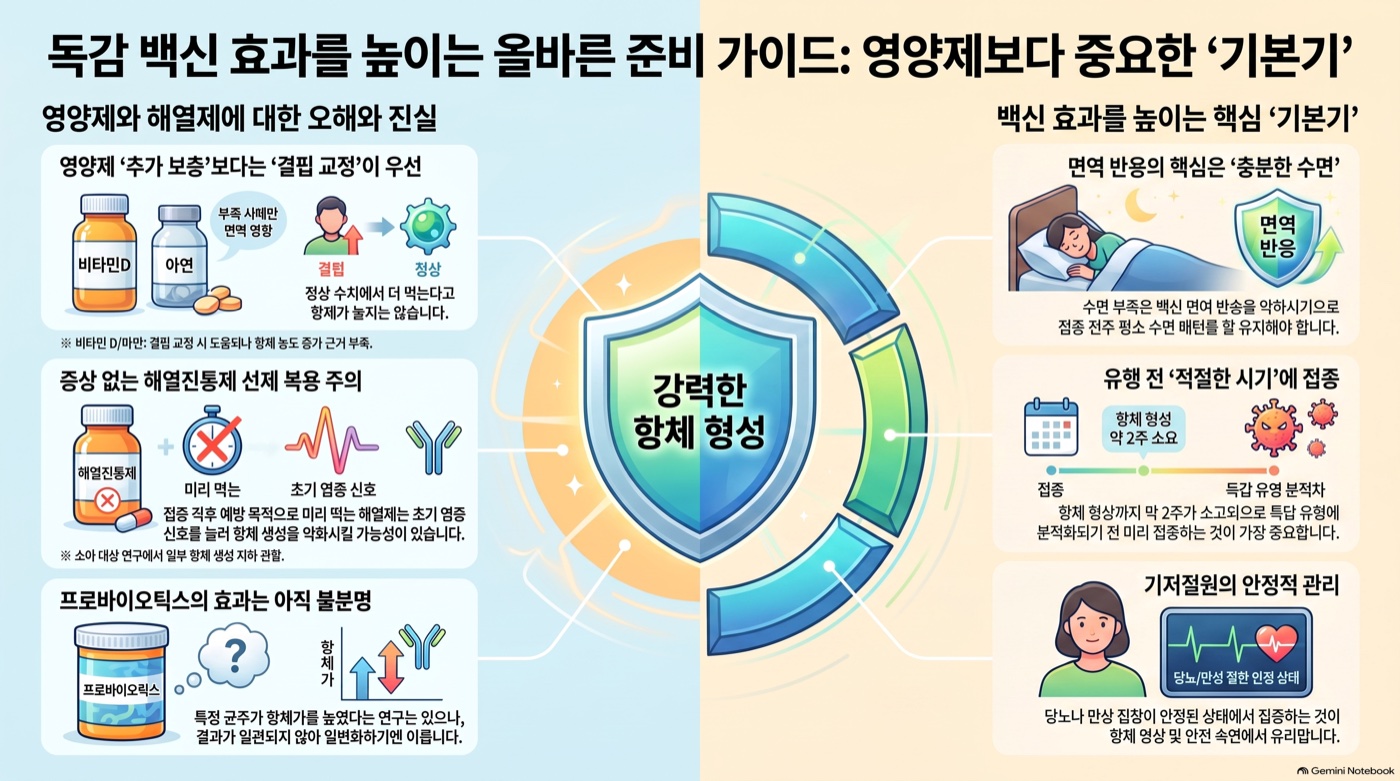 독감 백신 전후 영양제, 항체 반응에 정말 도움이 될까