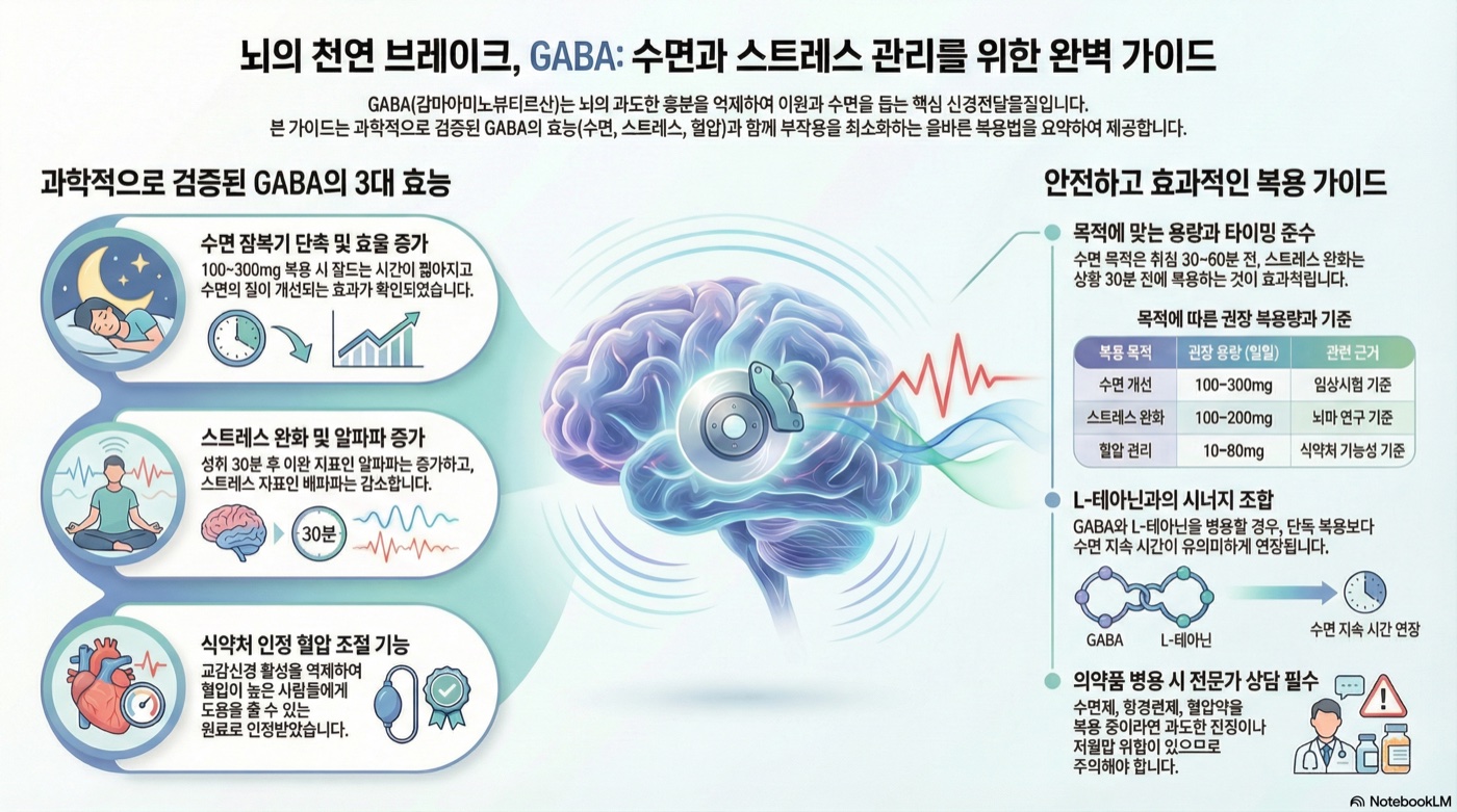 GABA(가바) 완벽 가이드: 수면 개선·스트레스 해소 효과부터 복용법·부작용까지 총정리