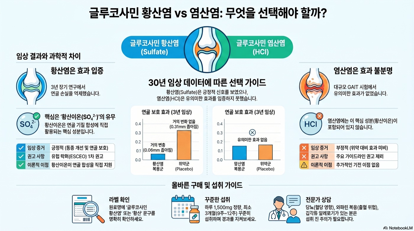 글루코사민 황산염 vs 염산염, 관절 통증에 어느 형태가 더 효과적일까?