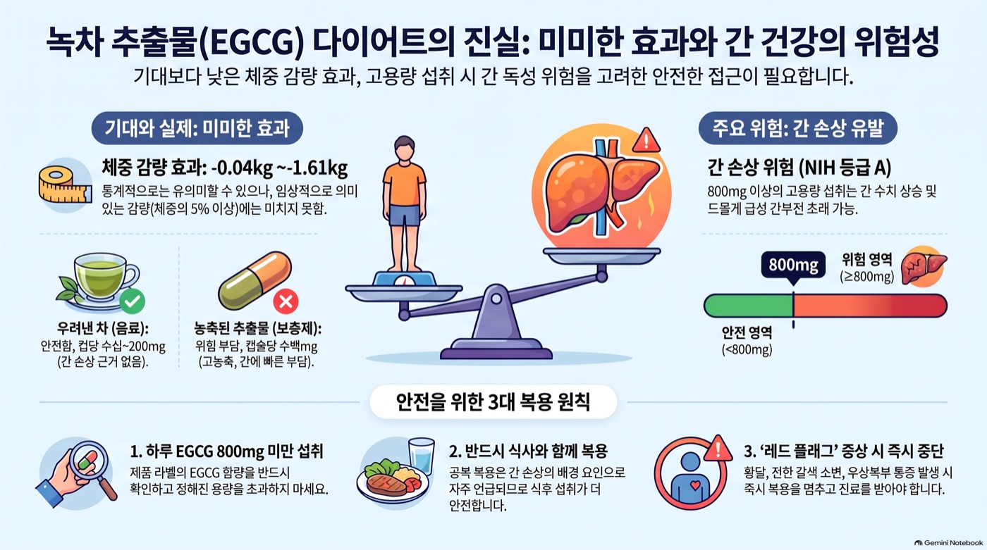 녹차 추출물(EGCG) 다이어트 보조제, 효과는 얼마나 되고 간은 안전할까
