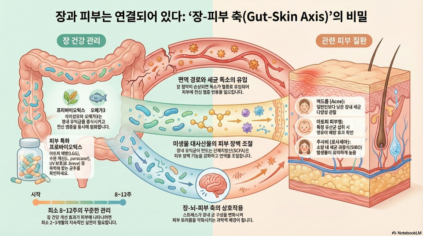 장 건강이 피부에 영향을 준다는 건 정말인가? 장-피부 축(Gut-Skin Axis)의 과학적 근거