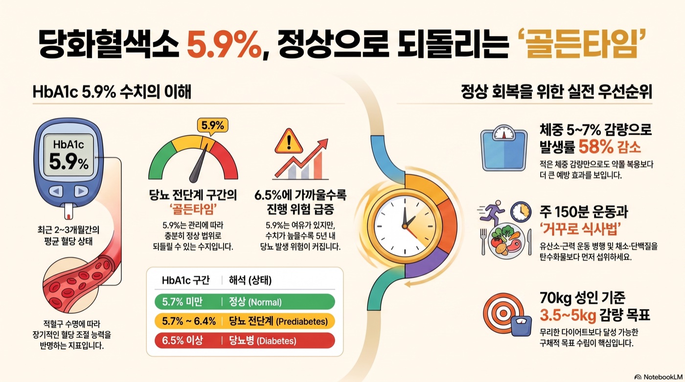 당화혈색소(HbA1c) 5.9%, 당뇨 전단계일까? 수치 해석과 되돌리는 법
