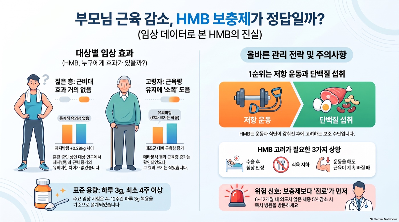 부모님 근육이 자꾸 빠질 때, HMB 보충제가 정말 도움이 될까
