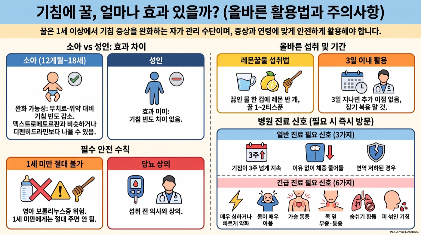 기침에 꿀, 기침약만큼 효과 있을까? 아이와 어른, 근거가 다르다