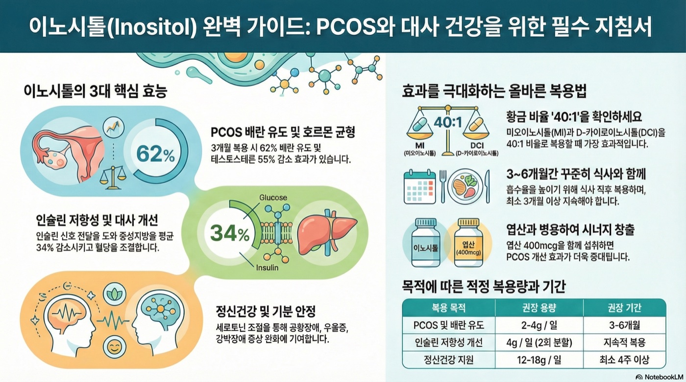 이노시톨 효능 완벽 가이드: PCOS, 인슐린 저항성, 정신건강까지