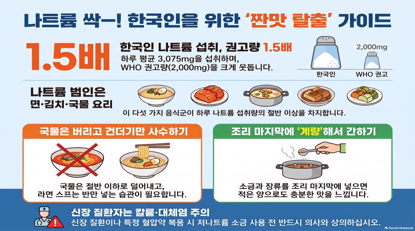 국물만 남겨도 될까 — 한국 식단에서 나트륨 줄이는 실전 방법 6가지