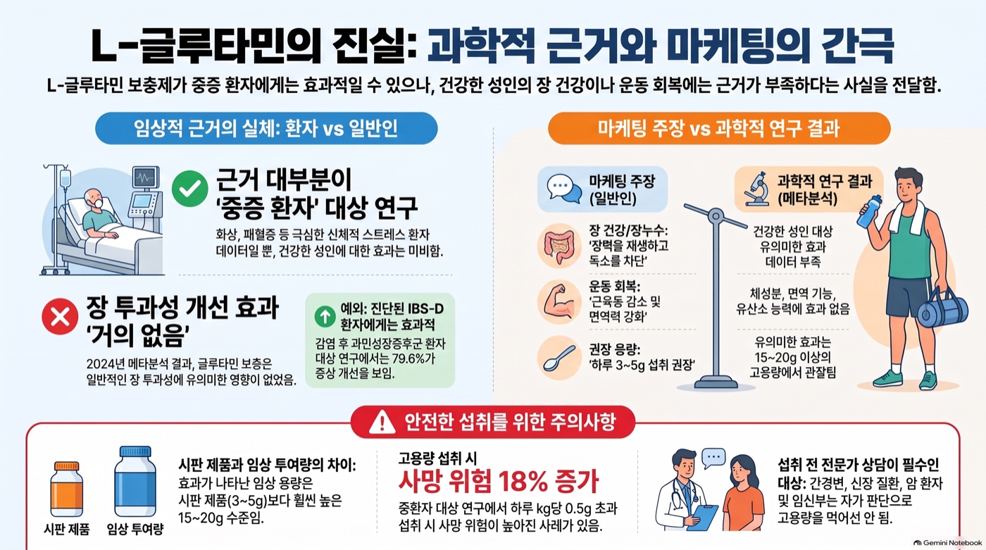 L-글루타민 장누수·운동 회복 효과, 임상 근거는 어디까지인가