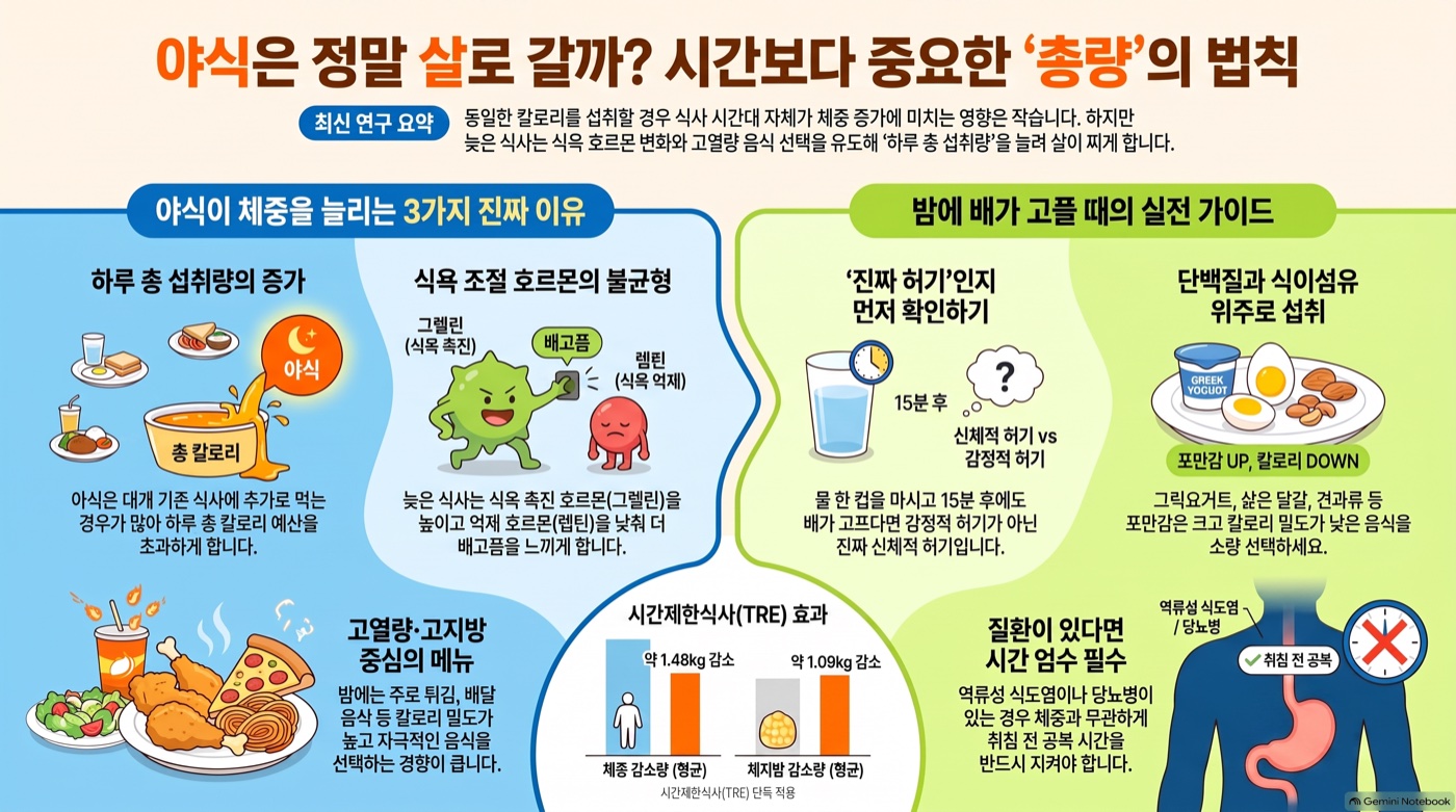 같은 칼로리인데 밤에 먹으면 정말 더 살찔까