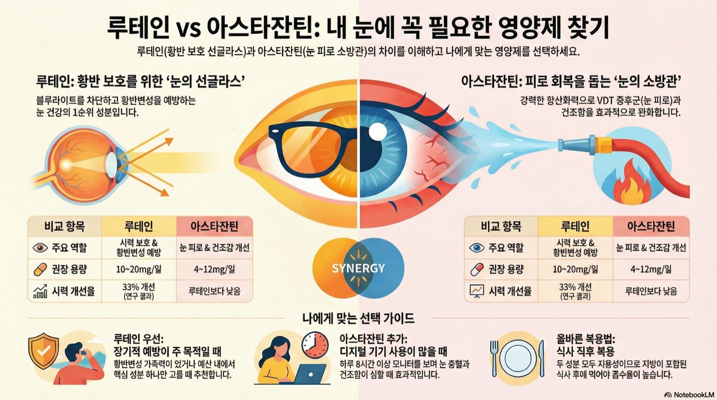 루테인 vs 아스타잔틴, 눈 건강에 더 효과적인 건 어떤 쪽일까?