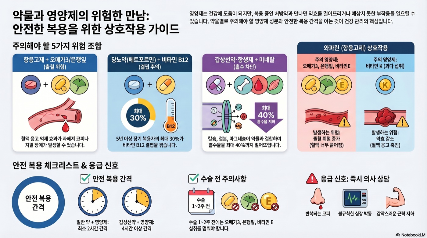 약 먹고 있는데 영양제도 괜찮을까? 흔한 약물-영양제 상호작용 5가지