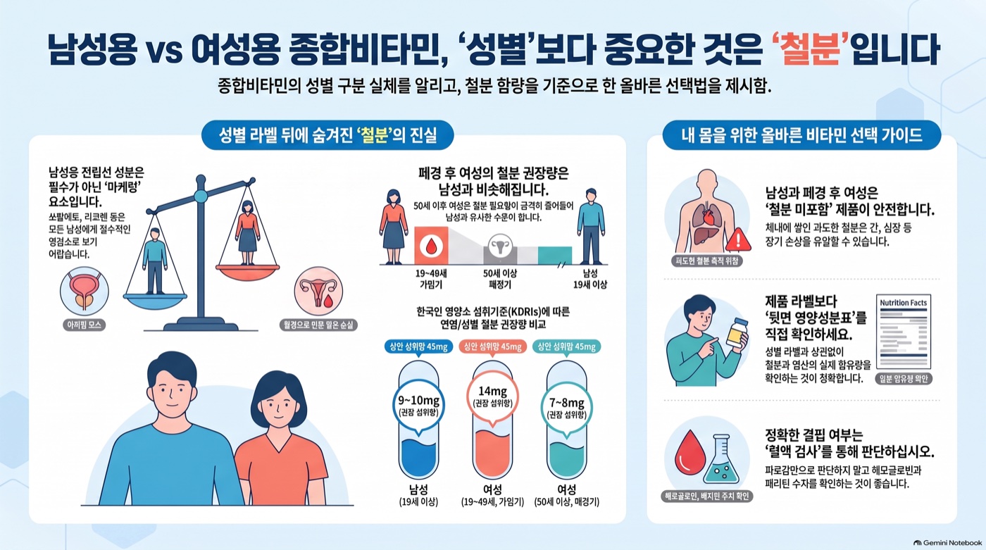 남성용과 여성용 종합비타민, 정말 성분이 달라야 할까?