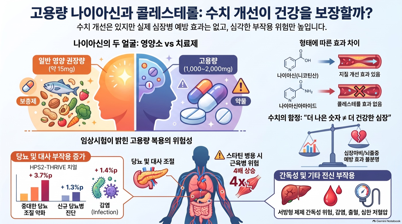 나이아신 고용량, 콜레스테롤에 좋다고 자가 복용해도 될까