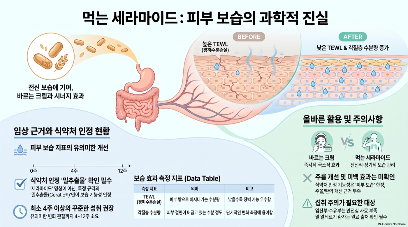 먹는 세라마이드, 피부 보습에 효과 있을까? 임상 근거로 따져보기