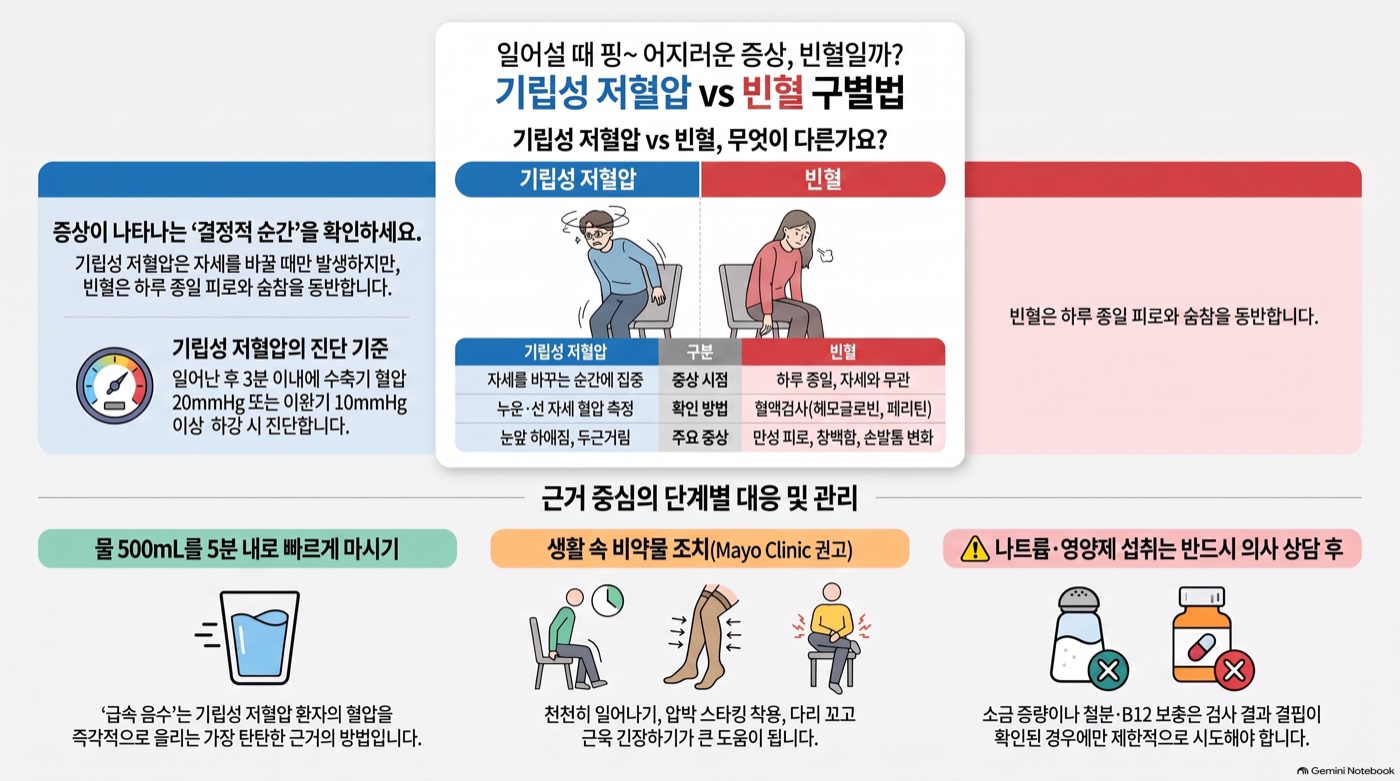 앉았다 일어설 때 눈앞이 캄캄해요 — 빈혈일까, 다른 이유일까