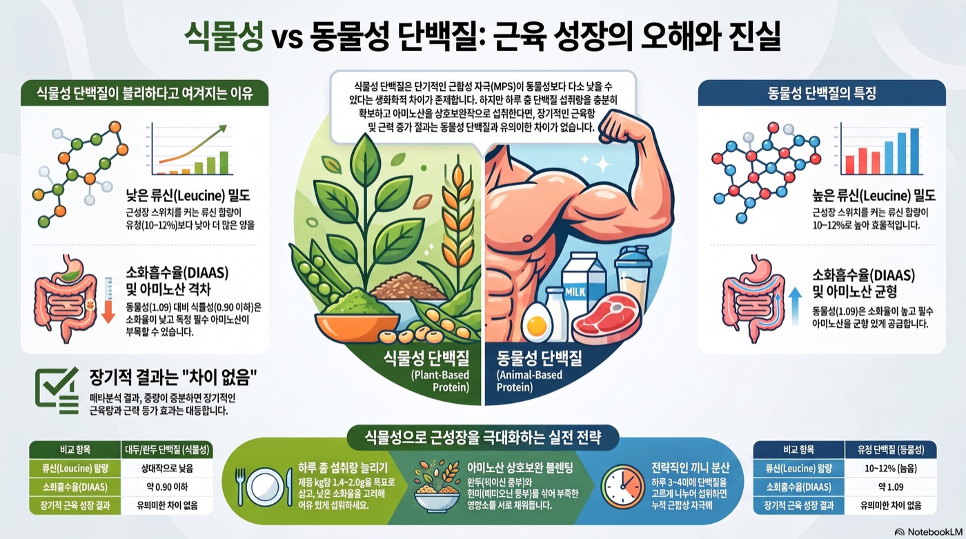 식물성 단백질로는 근육이 안 붙는다? 근합성 근거의 실제