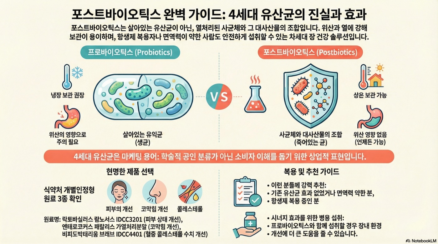 포스트바이오틱스 완벽 가이드: 4세대 유산균의 진실과 효과