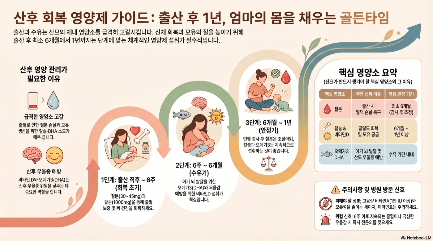 산후 회복기에 꼭 챙겨야 할 영양제, 언제 시작해서 얼마나 먹어야 할까?
