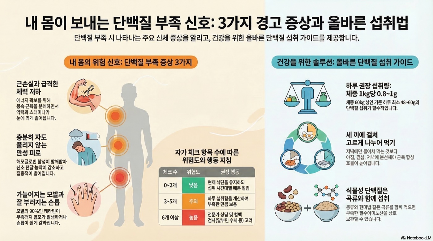 나도 모르게 단백질 부족? 근손실·피로·탈모를 부르는 경고 신호 5가지