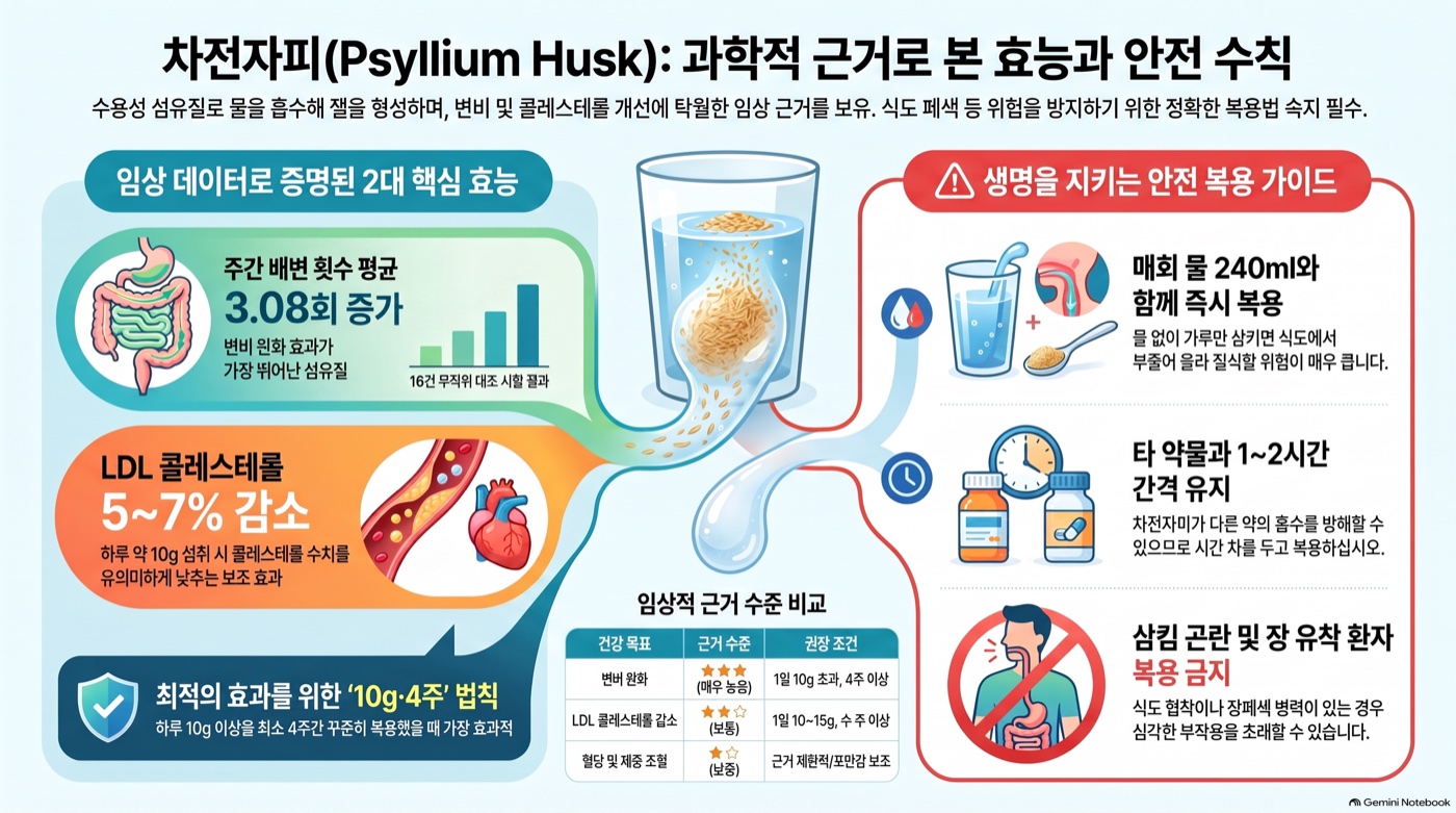 차전자피 식이섬유, 임상 근거로 보는 변비·콜레스테롤 효과
