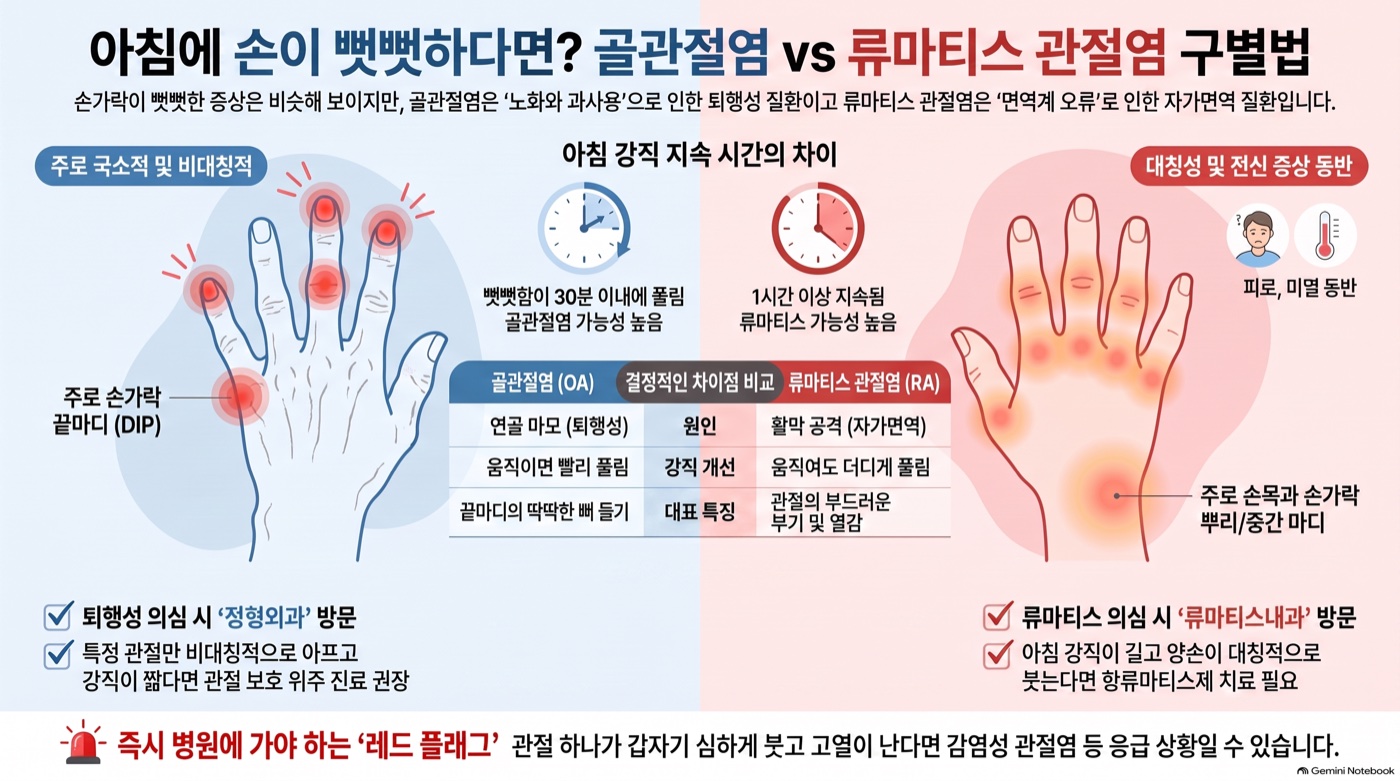 아침에 손이 뻣뻣해서 주먹이 안 쥐어진다면? 골관절염과 류마티스 관절염 구별법