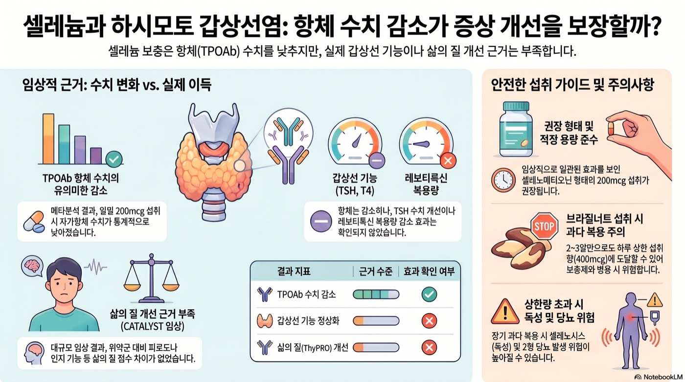 셀레늄, 하시모토 갑상선염에 정말 효과 있을까? TPOAb 감소 임상 근거 분석