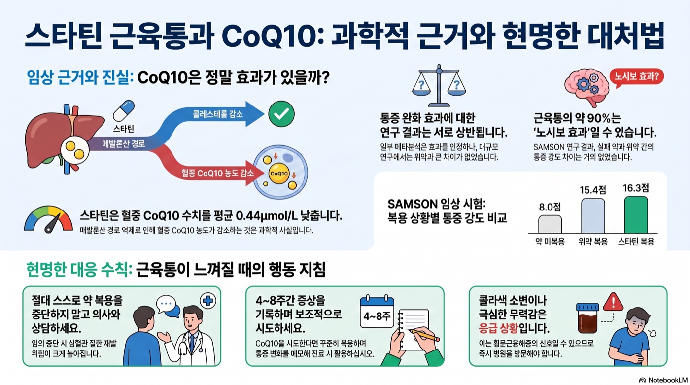 스타틴 근육통에 CoQ10 먹으면 나아질까? 임상 근거의 불편한 진실