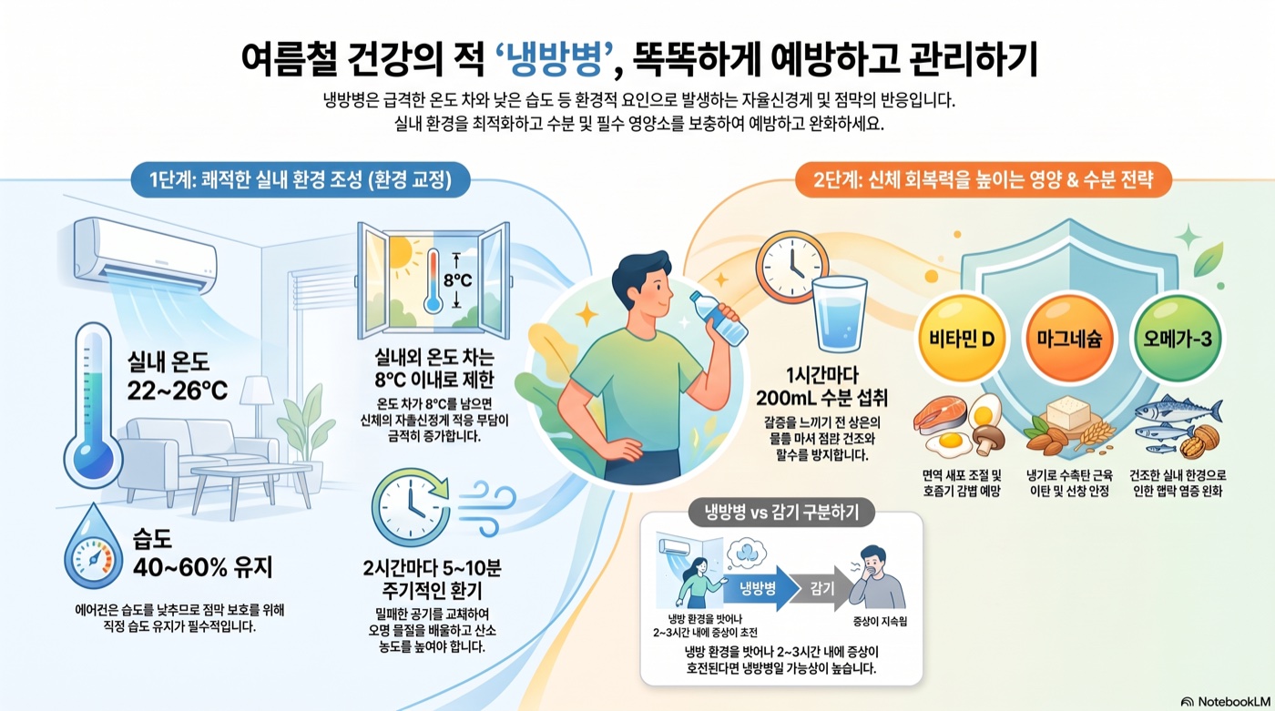에어컨 오래 있으면 왜 몸이 무겁고 코가 붓나? 냉방병 영양·수분 전략