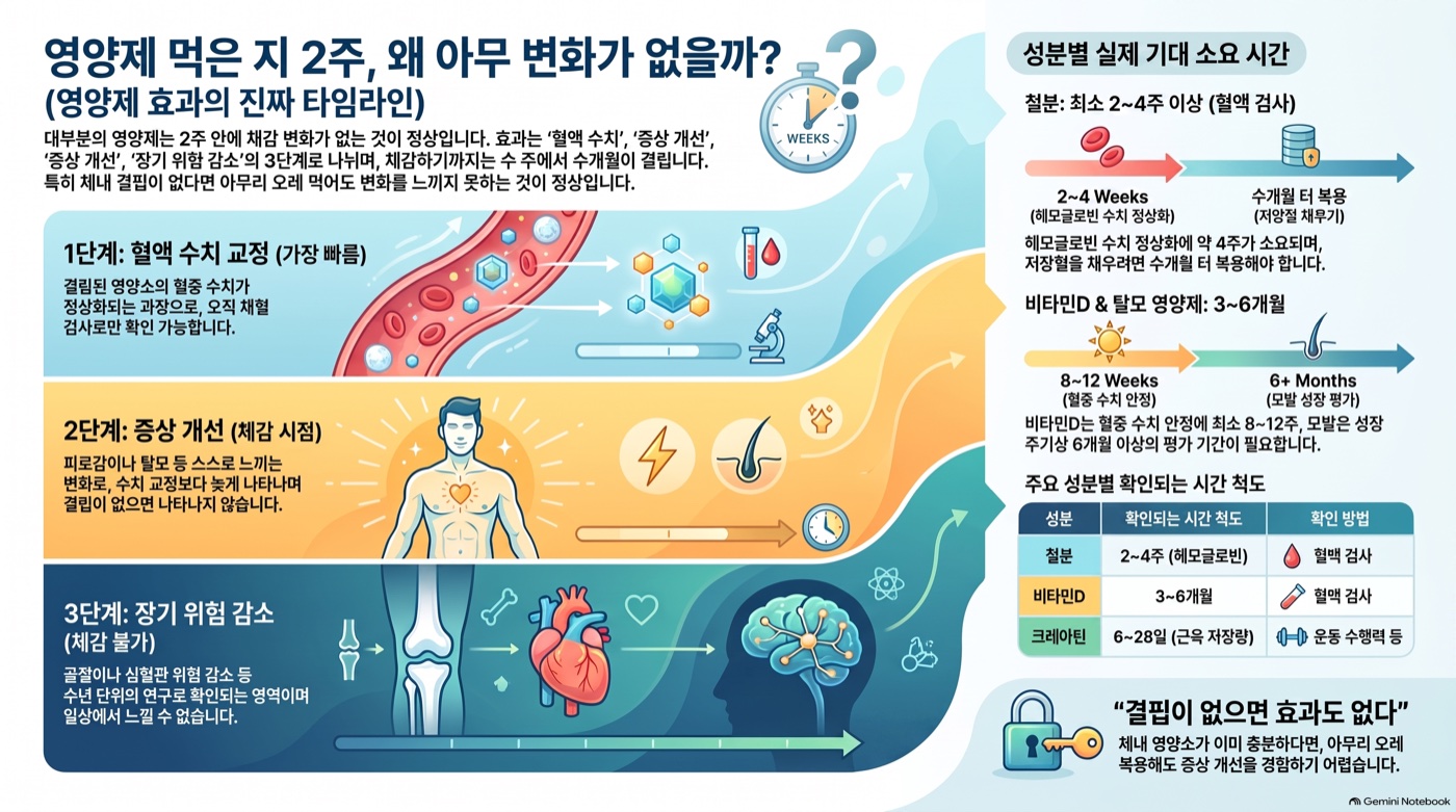 영양제 먹은 지 2주째인데 왜 아무 변화가 없을까