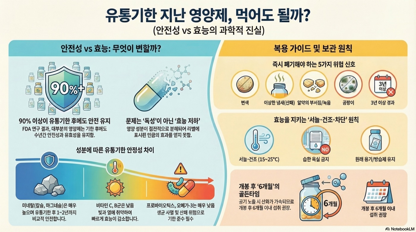 영양제 유통기한 지나면 먹어도 될까? 변질 vs 효능 감소의 과학적 진실