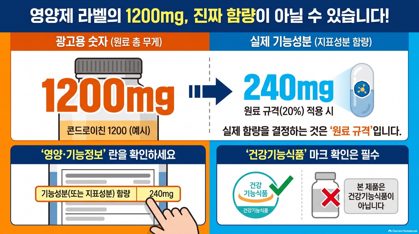 영양제 라벨의 1200mg, 그 성분이 실제로 1200mg은 아닐 수 있다
