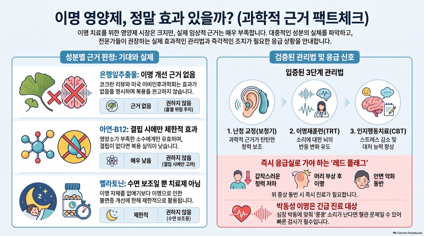 이명에 은행잎추출물·영양제, 효과 있을까? 근거로 따져봤다