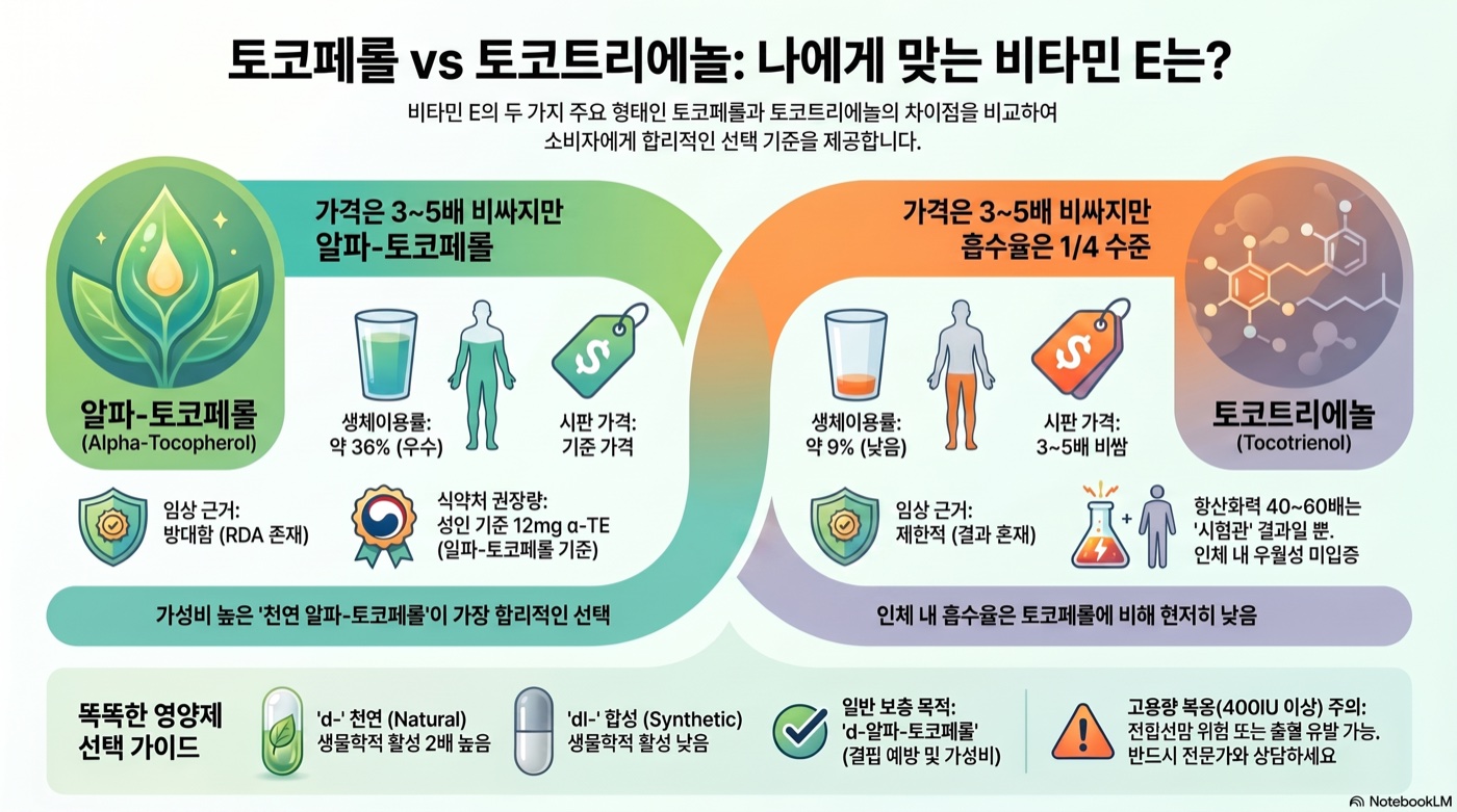 토코트리에놀 vs 토코페롤, 비타민 E 비싼 게 진짜 효과 좋을까?