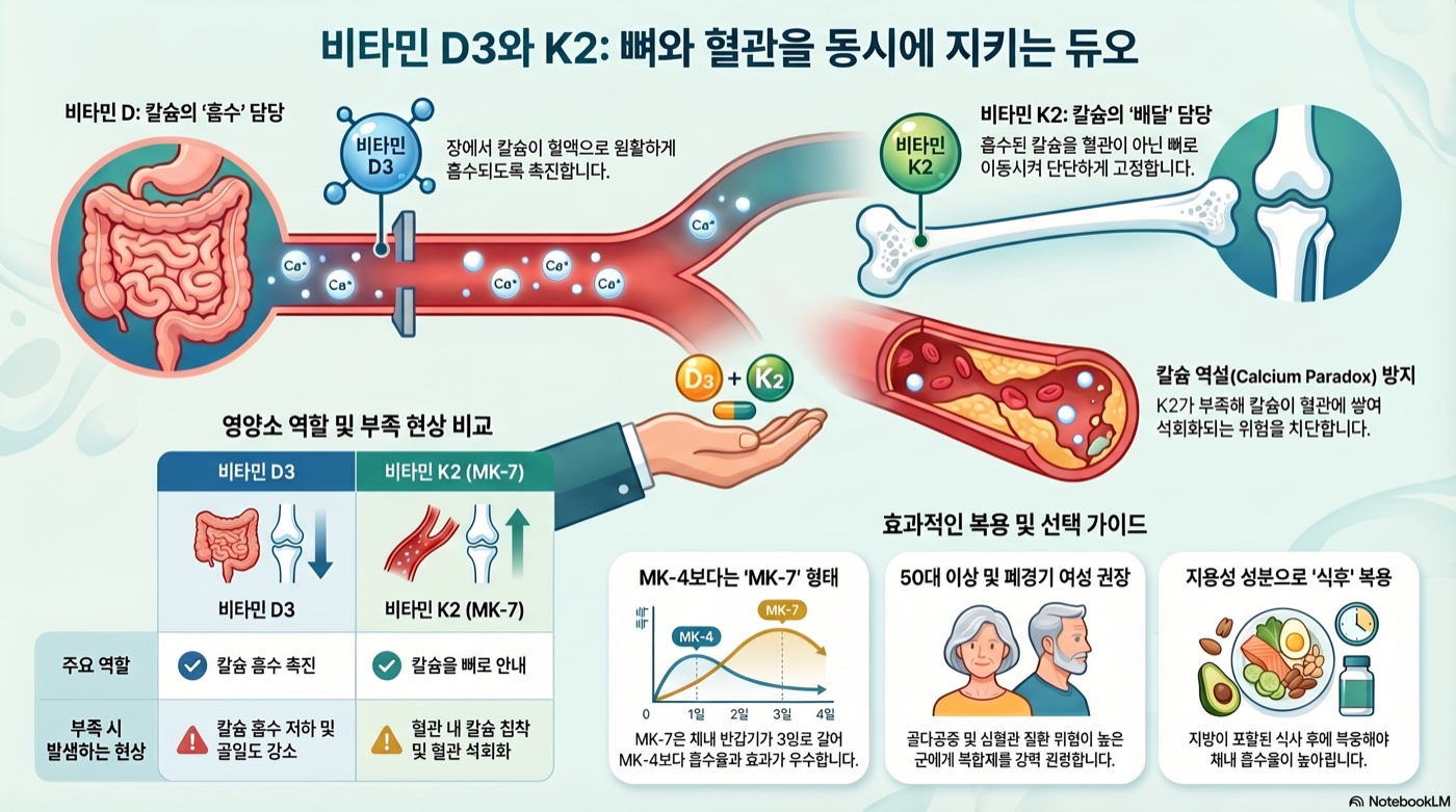 비타민D 따로 먹기 vs D3+K2 복합제, 뼈 건강에 뭐가 더 좋을까?
