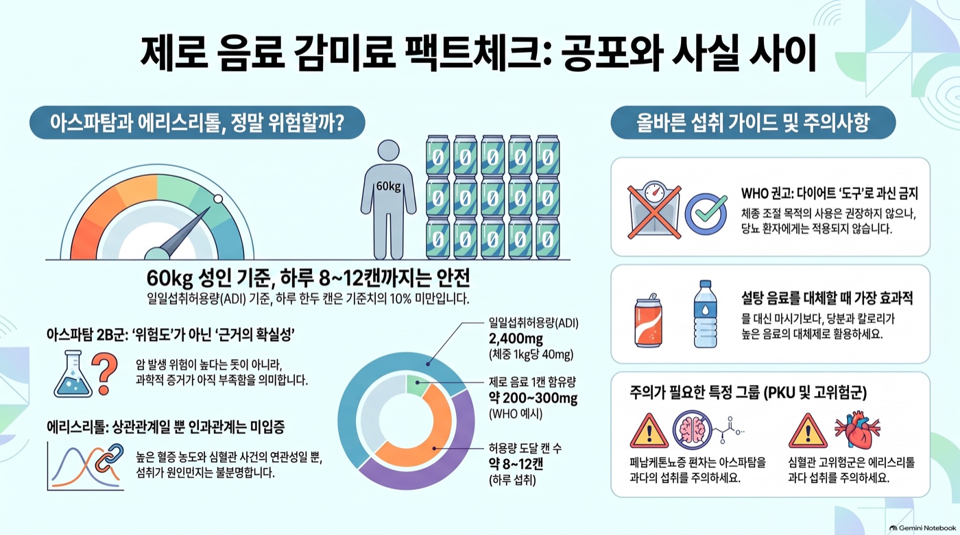 제로 콜라 매일 마셔도 될까—아스파탐 2B 등급, 에리스리톨 논란 팩트체크
